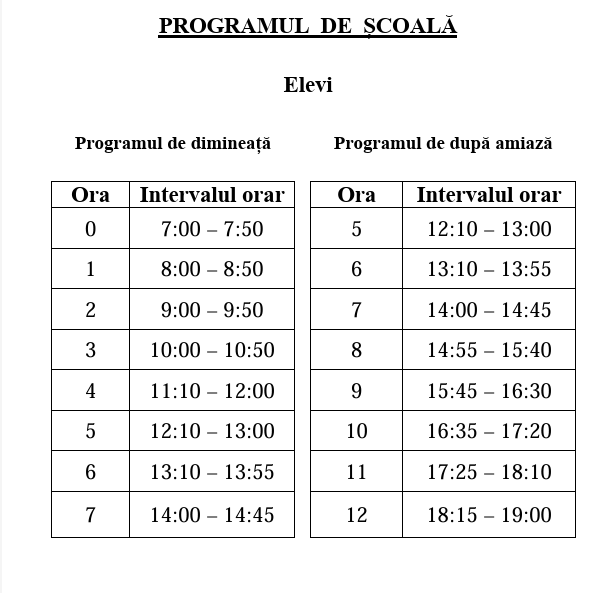 Program cursuri elevi